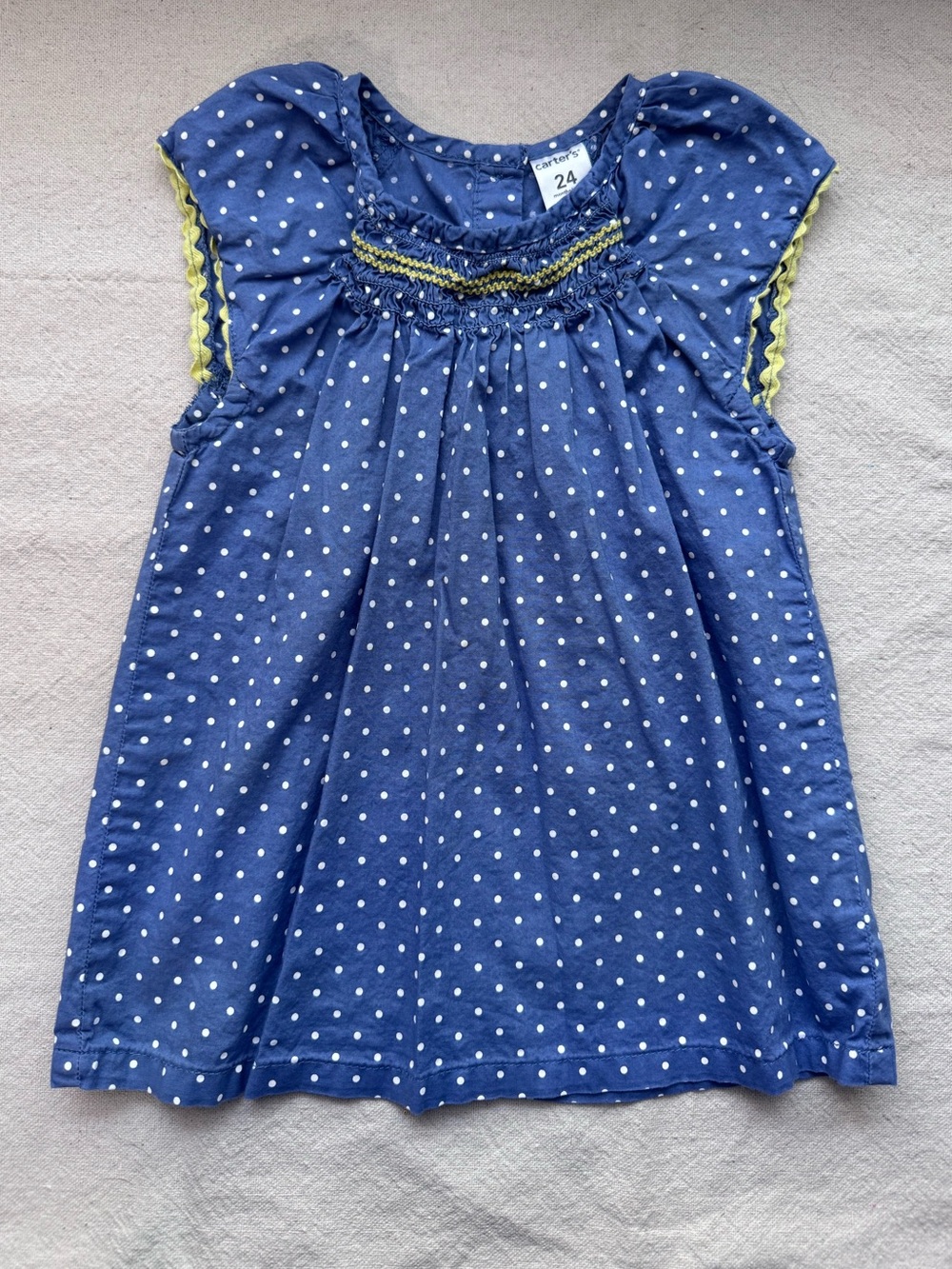 Toddler Carter’s Girl Blue Smocked Polkadot Dress